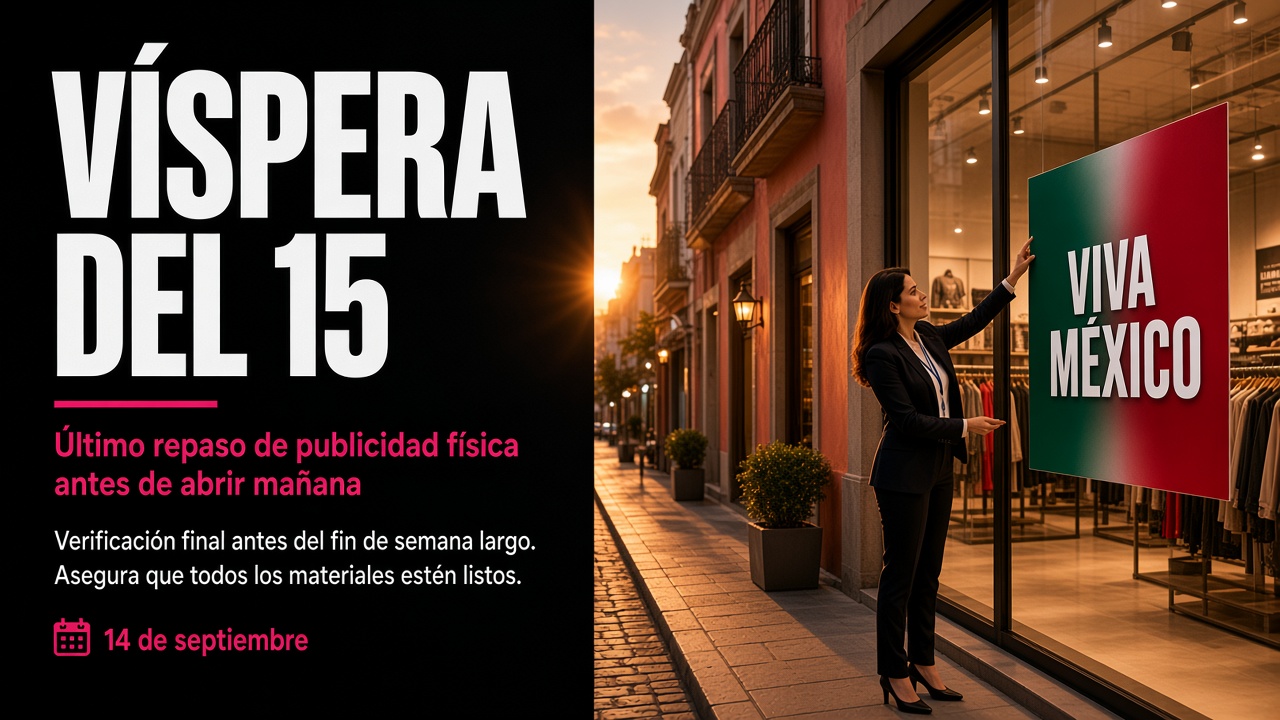 14 de septiembre: guía de víspera para dejar tu publicidad física lista antes de abrir el 15